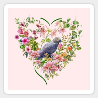 Floral Heart with Parrot Magnet